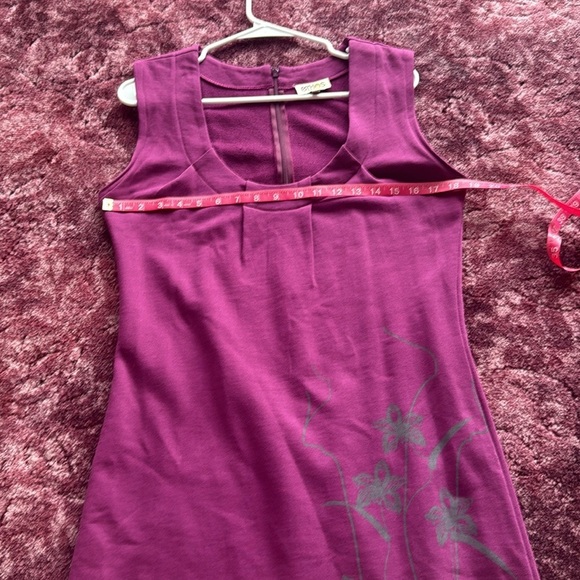 Ethos Paris Organic Cotton Purple Sleeveless Maxi Dress Floral Design size M - Picture 5 of 7